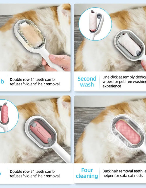 Load image into Gallery viewer, Double Sided Pet Cleaning Hair Removal Comb Long Hair Cat Dog Grooming Brush with 100Pcs Cotton Tissue Kitten Brush Pet Supplies
