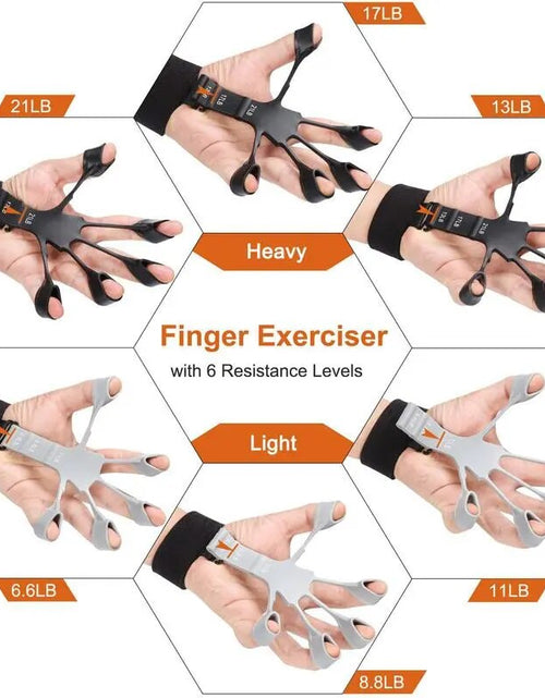 Load image into Gallery viewer, Finger Gripper Finger Exerciser Guitar Finger Exerciser 6 Resistant Levels Recovery Physical Tools Hand Strengthener for Patient
