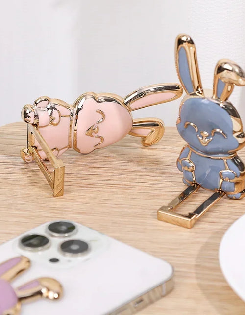 Load image into Gallery viewer, Universal Finger Ring Phone Holder Desktop Ultra-Thin Cartoon Rabbit Phone Stand Foldable Buckle Adhesive Pull Rod Support Frame
