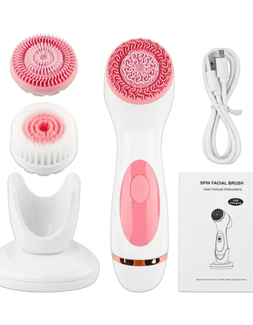 Load image into Gallery viewer, 3 in 1 Electric Cleansing Brush Ultrasonic Facial Cleaner Face Massagers Sonic Rotating Cleansing Brush Face Deep Cleansing Tool
