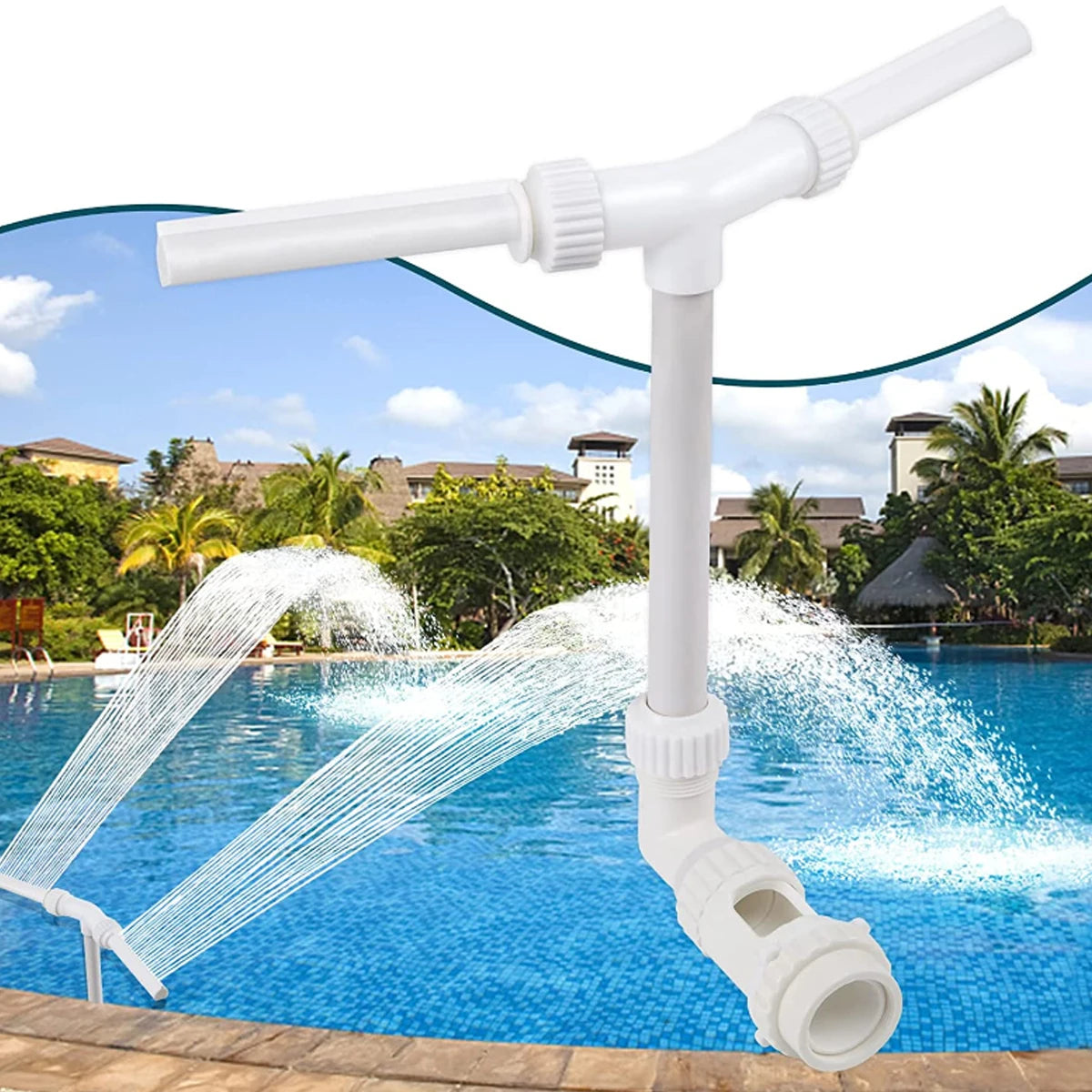 Dual Spray Water Fountain for Swimming Pool Adjustable Waterfall Pool Sprinkler Creative Swimming Pool Sprayer Fountain