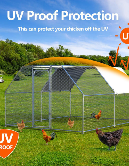 Load image into Gallery viewer, Large Metal Chicken Coop Walk-In Poultry Cage Chicken Run Chicken Pen Flat Roofed Cage with Waterproof and Anti-Ultraviolet Cover for Yard (9.2&#39; L X 12.5&#39; W X 6.4&#39; H)
