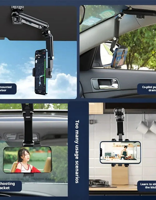 Load image into Gallery viewer, Car Sun Visor Mobile Phone Holder Multifunction Rotatable 1080 ° Retractable Applicable to All Mobile Phones
