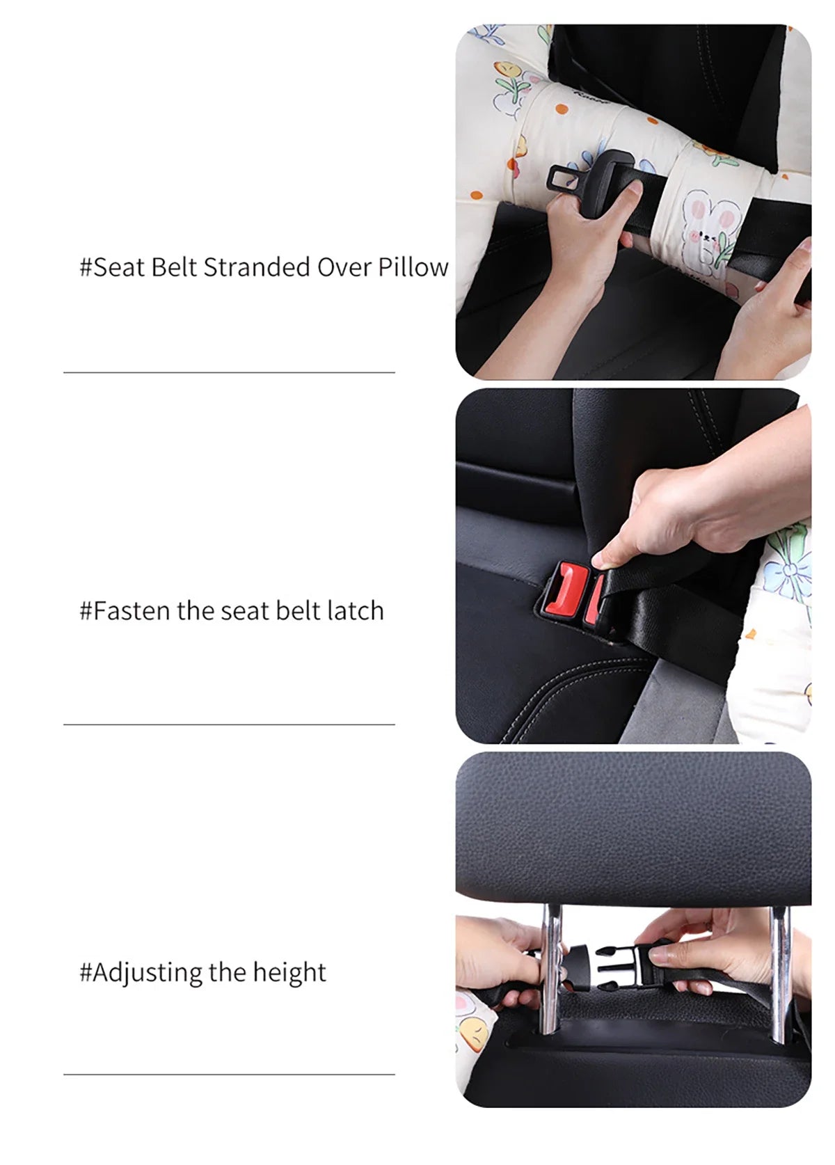 Car Seat Safety Neck Pillow Cute Kid and Adult Car Sleeping Neck Head Support H-Shape Travel Pillow Cushion Child Women Tools