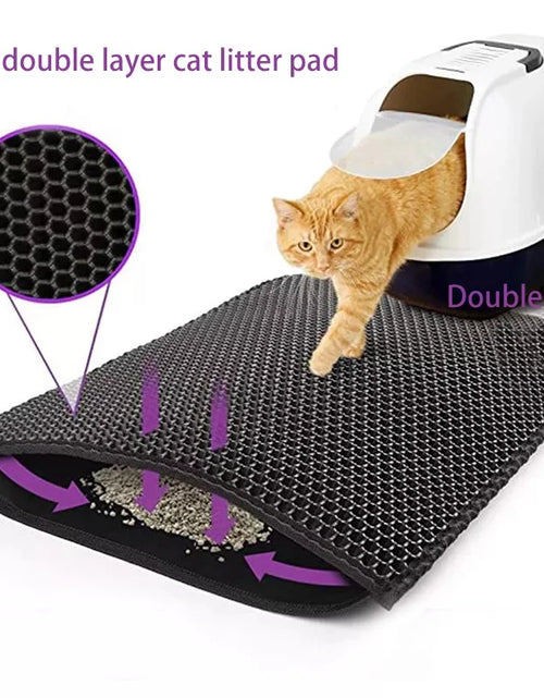 Load image into Gallery viewer, Cat Litter Mat with Gift Double Layer Waterproof Pet Litter Box Mat Non-Slip Sand Cat Pad Washable Bed Mat Clean Pad Products
