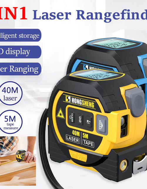 Load image into Gallery viewer, 3 in 1 Laser Tape Measure Rangefinder 5M Tape Ruler Infrared High-Precision Intelligent Electronic Ruler Building Distance Meter
