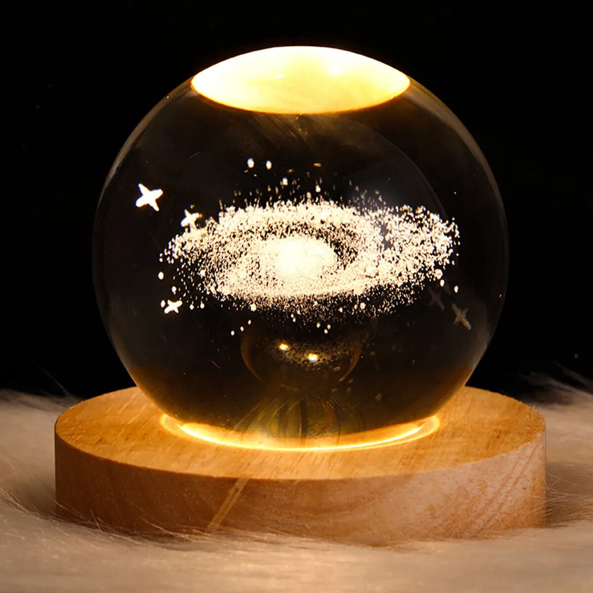 USB LED Night Light, Galaxy Crystal Ball Lamp, 3D Planet Moon Lamp, Home Decoration