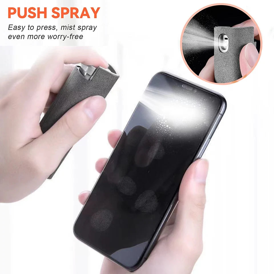 2 in 1 Phone Screen Cleaner Spray Computer Mobile Phone Screen Dust Remover Tool Microfiber Cloth for Iphone Ipad Apple Polish