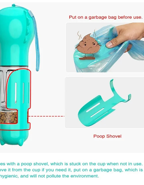 Load image into Gallery viewer, Portable Cat and Dog Water Bottle, Food Feeder, Drinking Fountain, 3 in 1 Poop Dispenser, Leak Proof,
