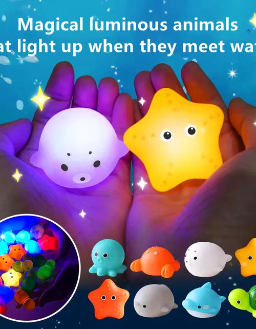 Load image into Gallery viewer, Baby Bath Toys Bathtub LED Light up Toys Colorful Changing Waterproof Underwater Lights Bath Toys for Boys Girls Birthday Gift
