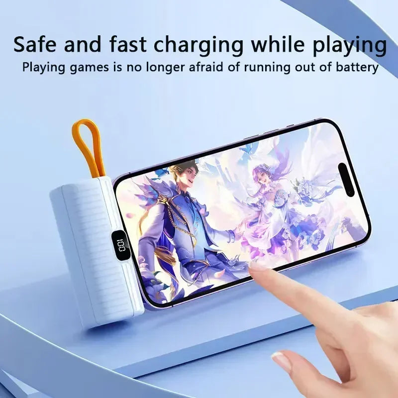 30000Mah Power Bank Fast Charging Emergency External Battery Digital Display Built-In Data Cable Plug and Play for Iphone Type-C