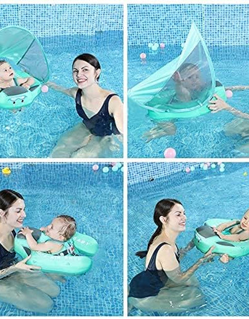 Load image into Gallery viewer, Baby Pool Float with Canopy UPF 50+, Non Inflatable  Float, Baby Floaties for Infants Swimming Training, No Flip over Baby Swimming Float
