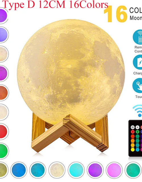 Load image into Gallery viewer, ZK30 Levitating Moon Lamp Night Light Floating 3D Printing LED Moon Lamp with Wooden Base and Magnetic with 3 Colors
