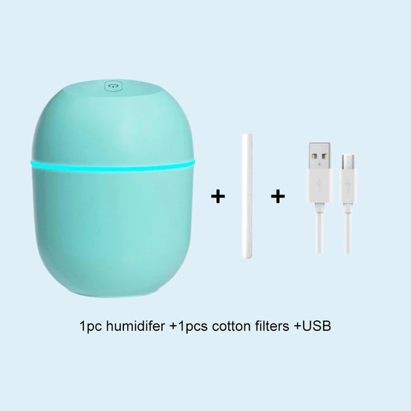 Portable USB Ultrasonic Air Humidifier Essential Oil Diffuser Car Purifier Aroma Anion Mist Maker with LED Lamp Romantic Light