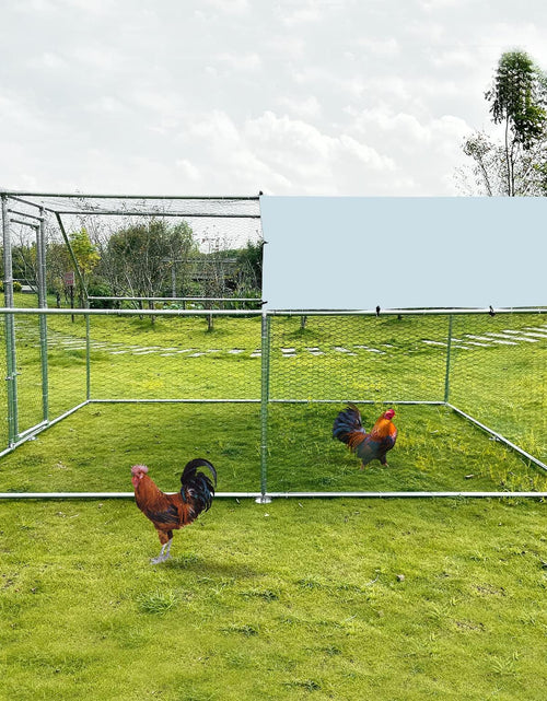 Load image into Gallery viewer, Large Metal Chicken Coop Walk-In Poultry Cage Chicken Run Chicken Pen Flat Roofed Cage with Waterproof and Anti-Ultraviolet Cover for Yard (9.2&#39; L X 12.5&#39; W X 6.4&#39; H)
