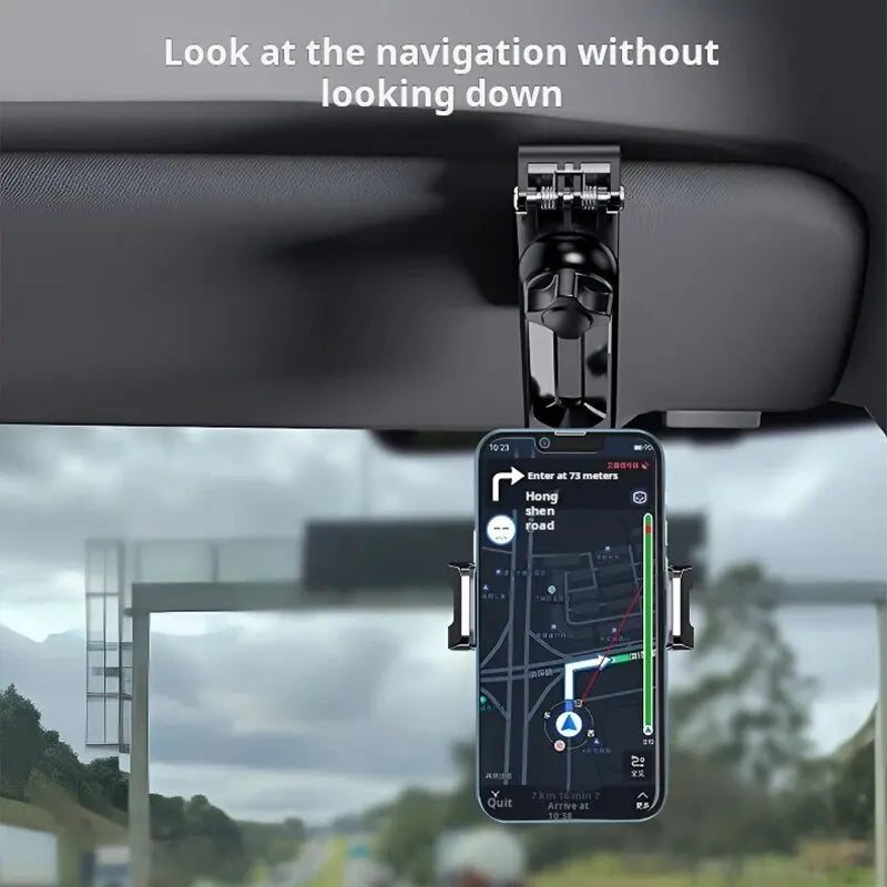 Car Sun Visor Mobile Phone Holder Multifunction Rotatable 1080 ° Retractable Applicable to All Mobile Phones