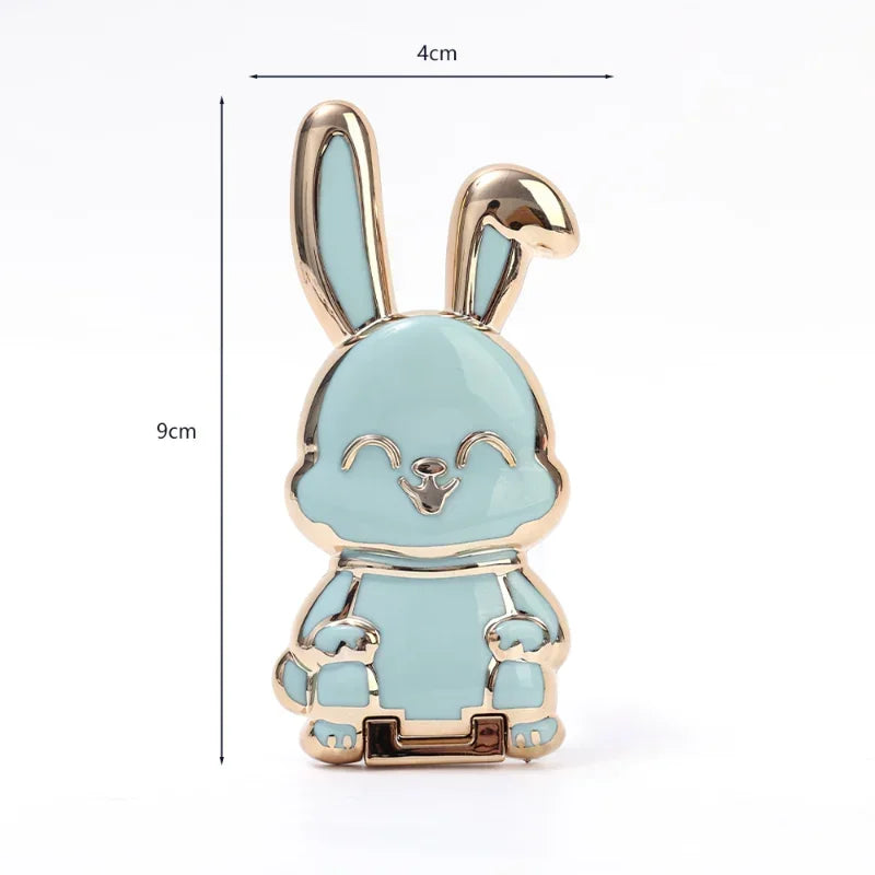 Universal Finger Ring Phone Holder Desktop Ultra-Thin Cartoon Rabbit Phone Stand Foldable Buckle Adhesive Pull Rod Support Frame