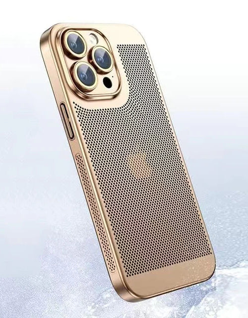 Load image into Gallery viewer, Heat Dissipation Phone Case for  15 14 11 12 13 Pro Max 14Plus XS Max Mini Cover Electroplated Border Honeycomb Mesh Shell
