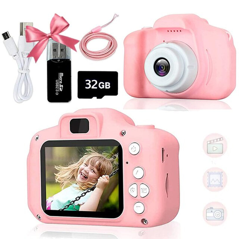 Super Cute Children Camera Kids Educational Toy Children Baby Birthday Digital Camera 1080P Video Camera with Free Gift for Girl