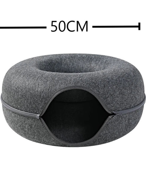 Load image into Gallery viewer, Donut Pet Cat Tunnel Interactive Play Toy Cat Bed Dual Use Ferrets Rabbit Bed Tunnels Indoor Toys Cats House Kitten Training Toy
