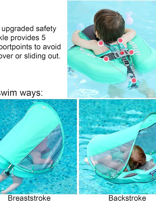 Load image into Gallery viewer, Baby Pool Float with Canopy UPF 50+, Non Inflatable  Float, Baby Floaties for Infants Swimming Training, No Flip over Baby Swimming Float
