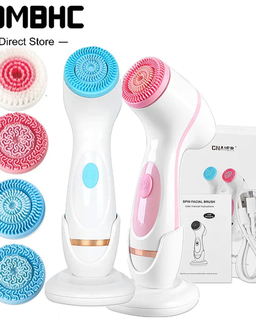 Load image into Gallery viewer, 3 in 1 Electric Cleansing Brush Ultrasonic Facial Cleaner Face Massagers Sonic Rotating Cleansing Brush Face Deep Cleansing Tool
